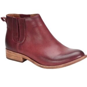 Kork-ease Velma burgundy leather distressed Chelsea bootie
